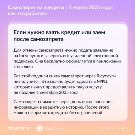 Самозапрет на кредиты с 1 марта 2025 года