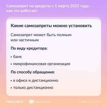 Самозапрет на кредиты с 1 марта 2025 года