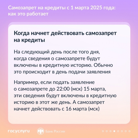 Самозапрет на кредиты с 1 марта 2025 года